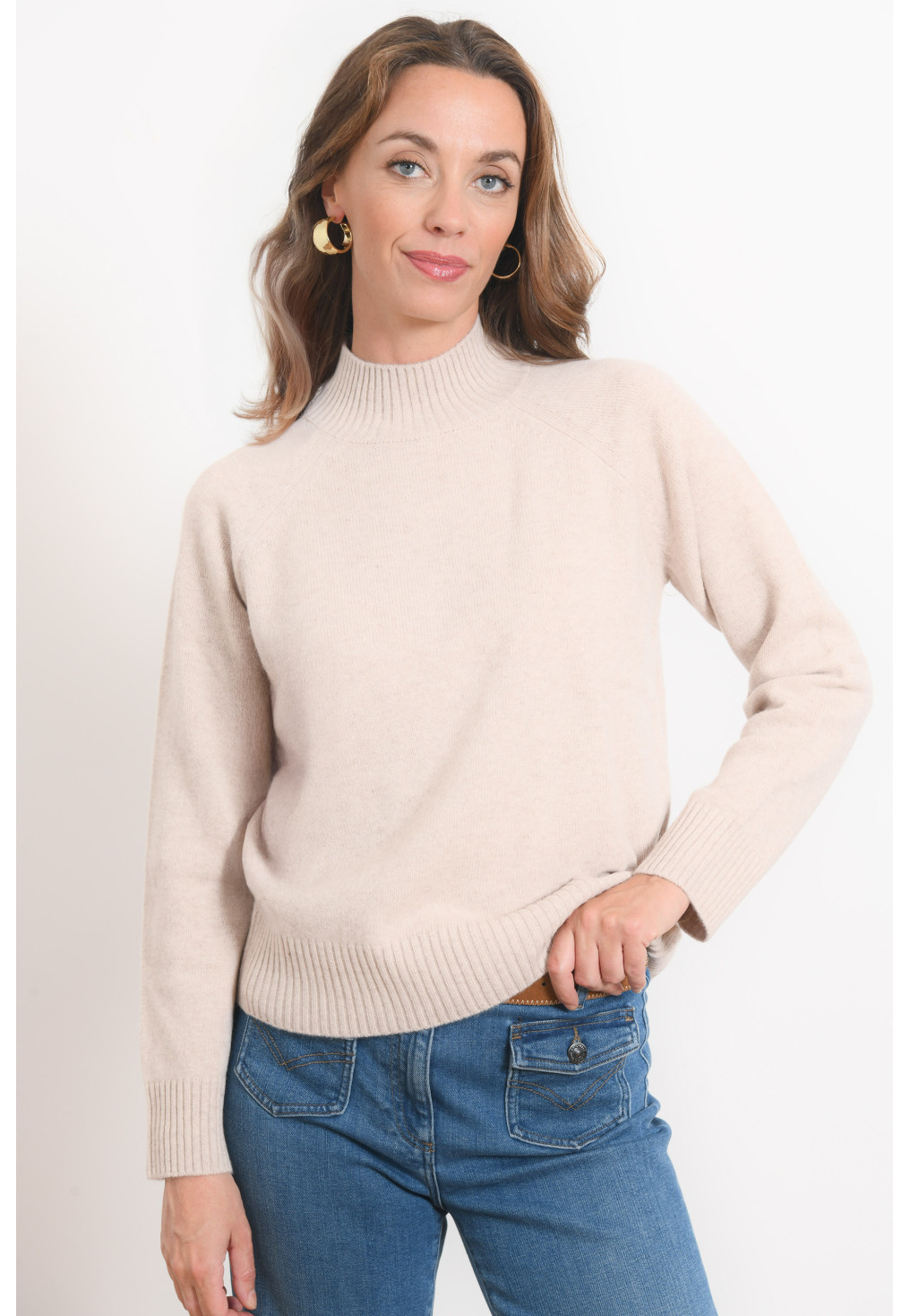 PULL COL CHEMINEE - RAPHAEL - BEIGE CHINE - Antonelle