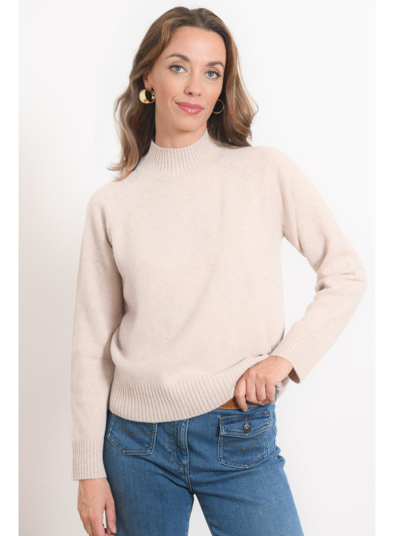 PULL COL CHEMINEE - RAPHAEL - BEIGE CHINE - Antonelle