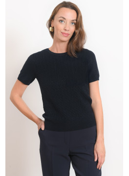 PULL MANCHES COURTES - ROAN - NAVY/LUREX - Antonelle
