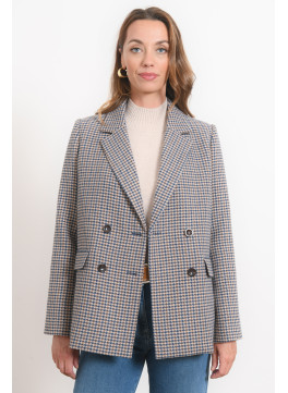 VESTE CROISEE - ROMANA - CAMEL/BLEU - Antonelle