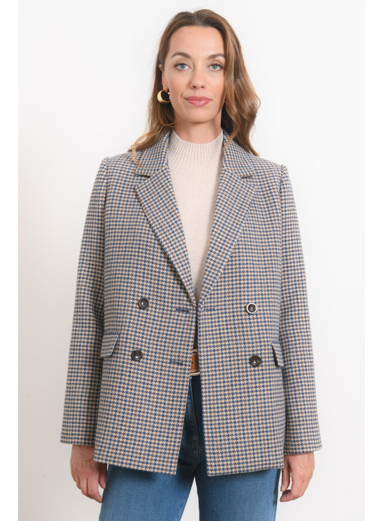 VESTE CROISEE - ROMANA - CAMEL/BLEU - Antonelle