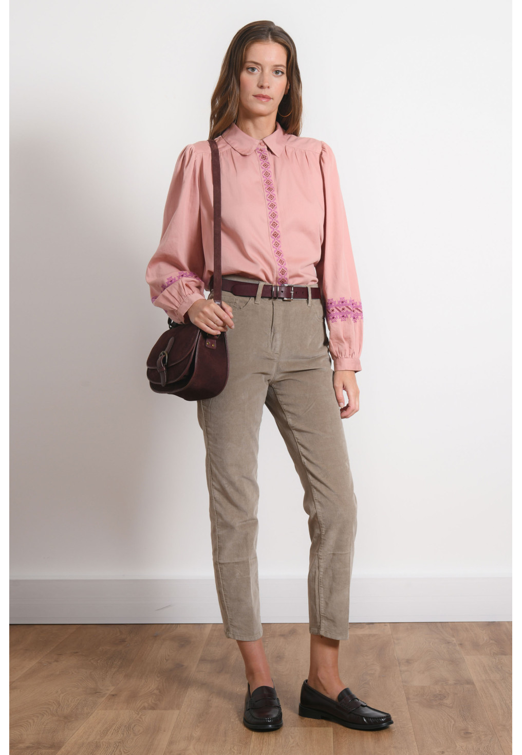 PANTALON VELOURS 7/8 SLIM - RIOTO - AMANDE - Antonelle