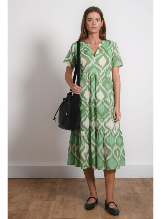 ROBE 100% COTON - MINSK - GREEN - Antonelle