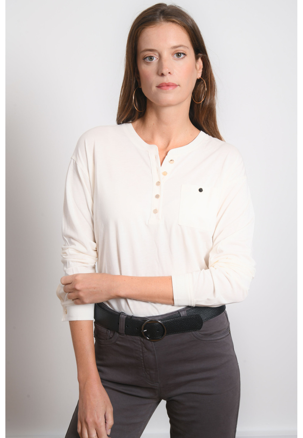 TEE SHIRT MANCHES LONGUES - ROB - NATUREL - Antonelle