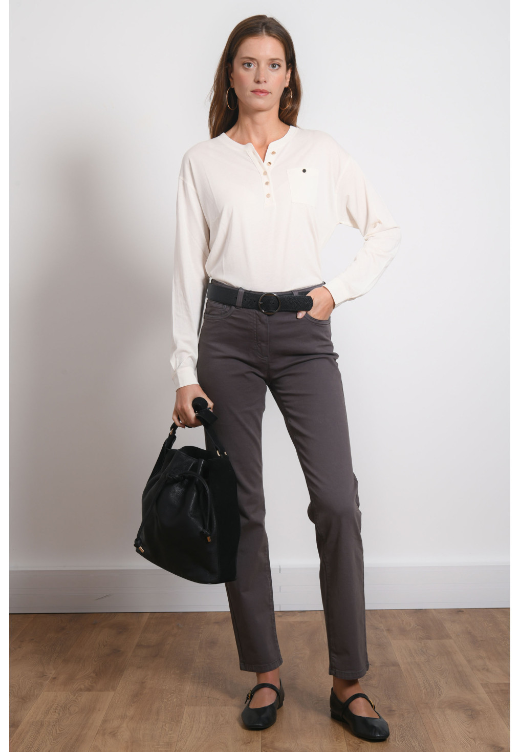 PANTALON DROIT - RUMI - GRIS - Antonelle