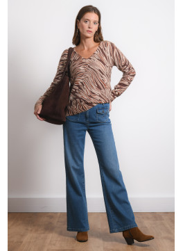 PULL COL V - RAFARI - CHAMOIS - Antonelle