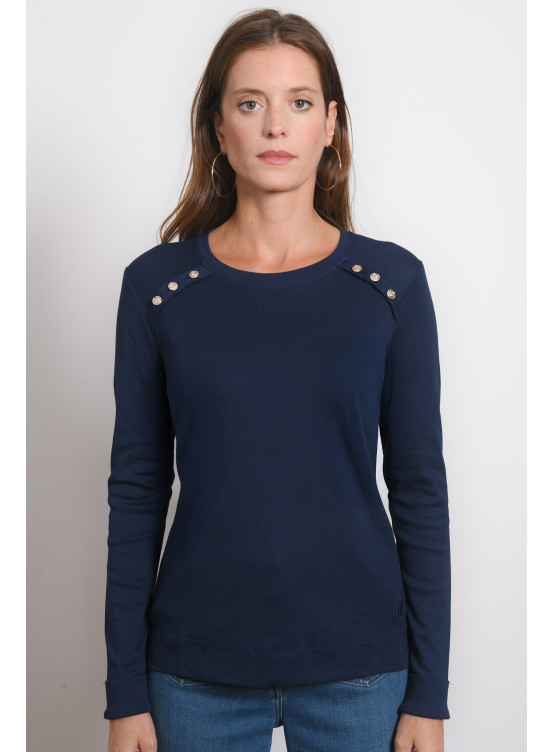 TEE SHIRT MANCHES LONGUES - RIVIERE - NAVY - Antonelle