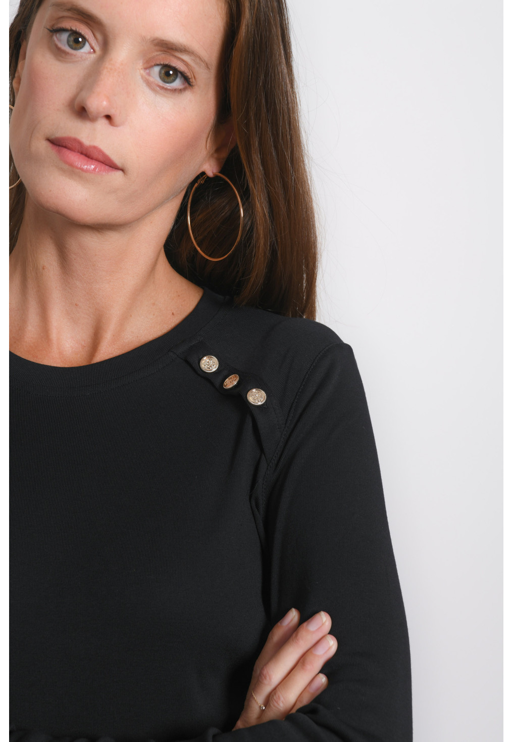 TEE SHIRT MANCHES LONGUES - RIVIERE - NOIR - Antonelle