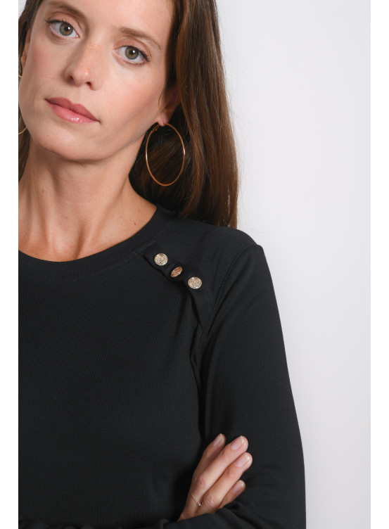 TEE SHIRT MANCHES LONGUES - RIVIERE - NOIR - Antonelle