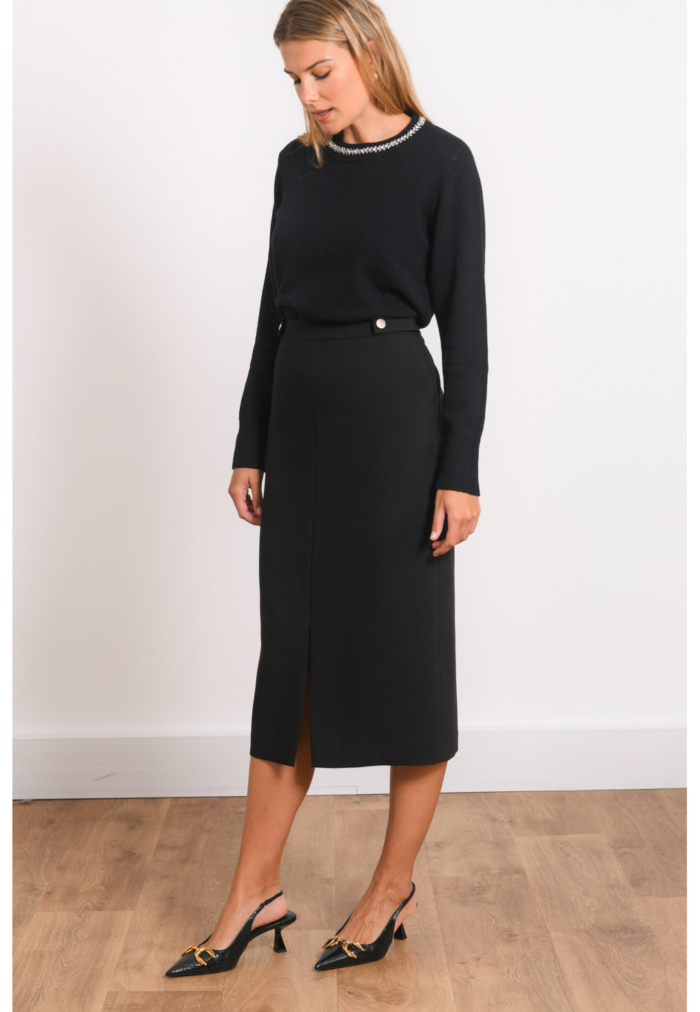 JUPE LONGUE - ROMAN - NOIR - Antonelle