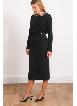 JUPE LONGUE - ROMAN - NOIR - Antonelle