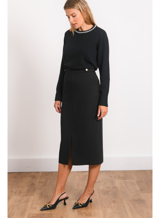 JUPE LONGUE - ROMAN - NOIR - Antonelle