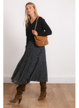 JUPE PLISSEE - RENKA - NOIR/ECRU - Antonelle