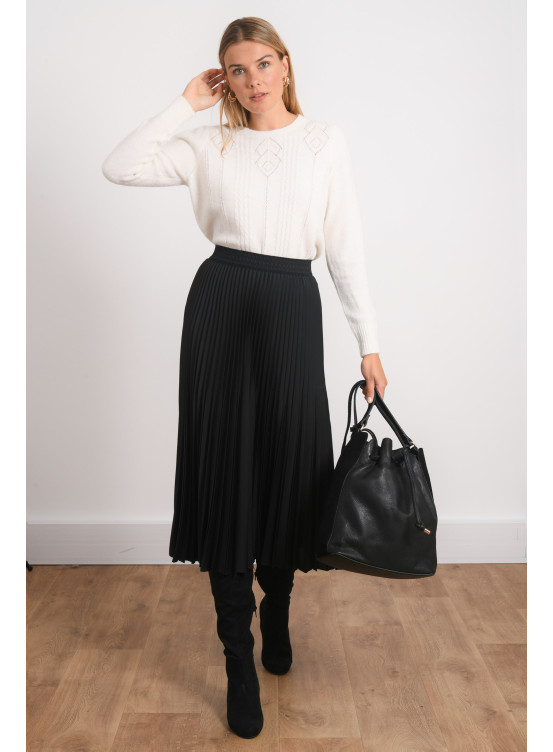 JUPE PLISSEE - RINACA - NOIR - Antonelle