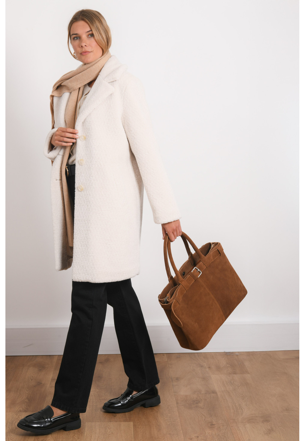 MANTEAU FAUSSE FOURRURE - ROSS - ECRU - Antonelle