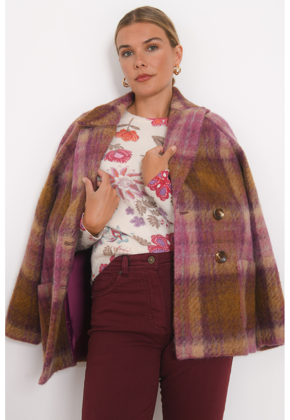 MANTEAU - REHANE - CYCLAMEN/BEIGE - Antonelle