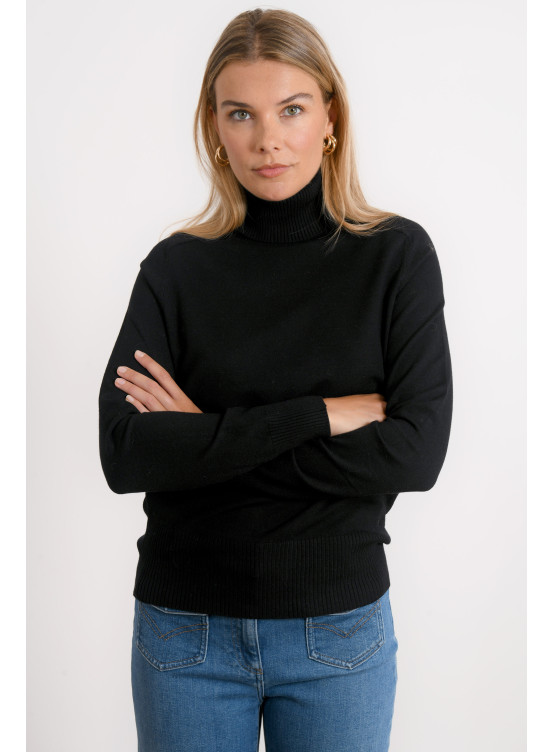 PULL COL ROULE - REINE - NOIR - Antonelle