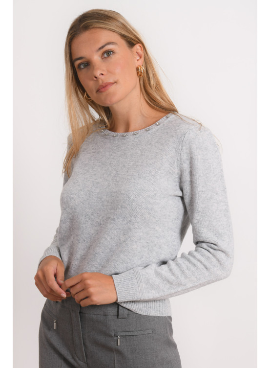 PULL 100% LAINE - RUTILAN - GRIS CHINE - Antonelle