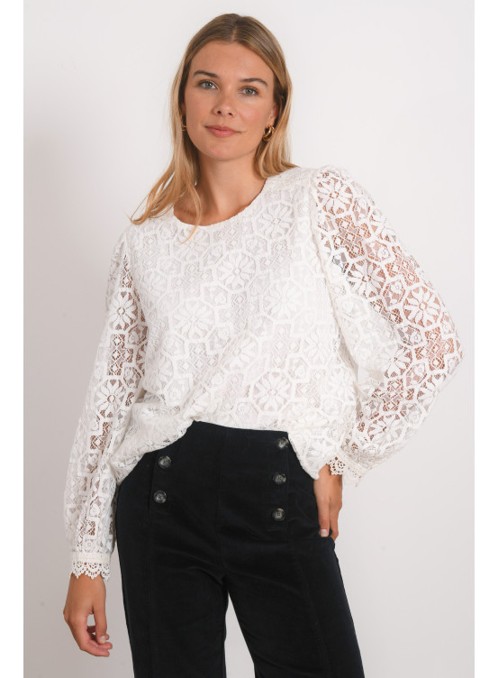 TOP MANCHES LONGUES - REBAIS - BLANC - Antonelle