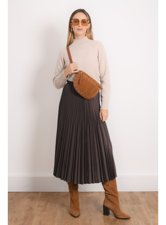 JUPE PLISSEE - RINACA - CHOCO - Antonelle