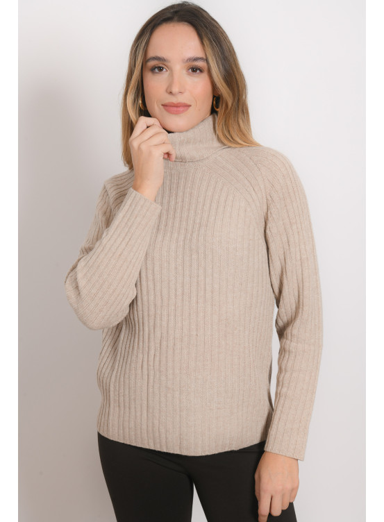 PULL COL ROULE - ROTAN - BEIGE - Antonelle