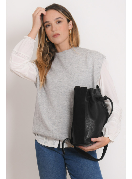 PULL SANS MANCHES - ROSKOFO - GRIS CHINE - Antonelle