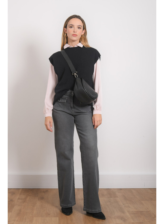 PULL SANS MANCHES - ROSKOFO - NOIR - Antonelle