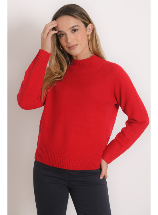 PULL COL CHEMINEE - RAPHAEL - ROUGE - Antonelle