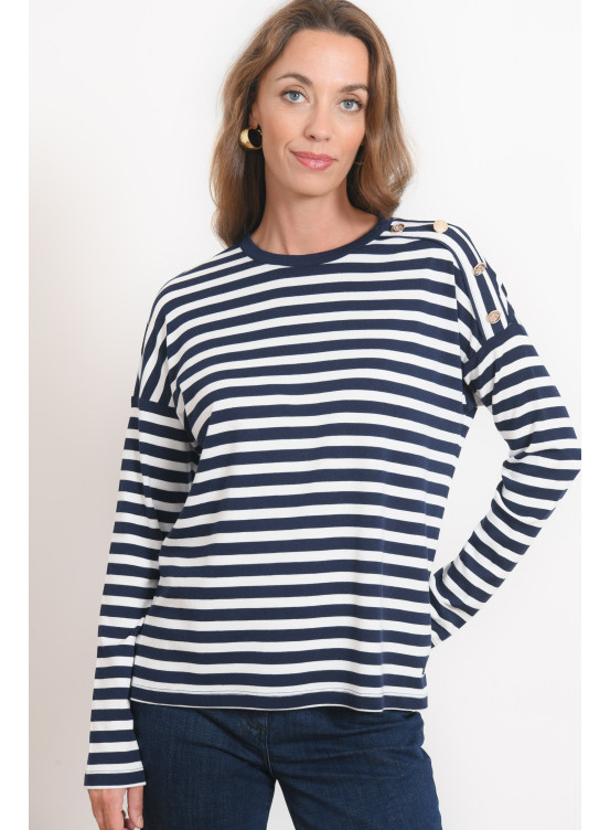 T-SHIRT - RECIF - NAVY/ECRU - Antonelle