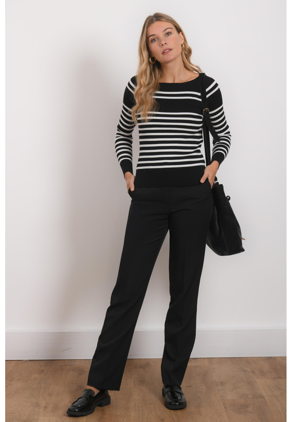PULL COL BATEAU - ROXANNE - NOIR/ECRU - Antonelle