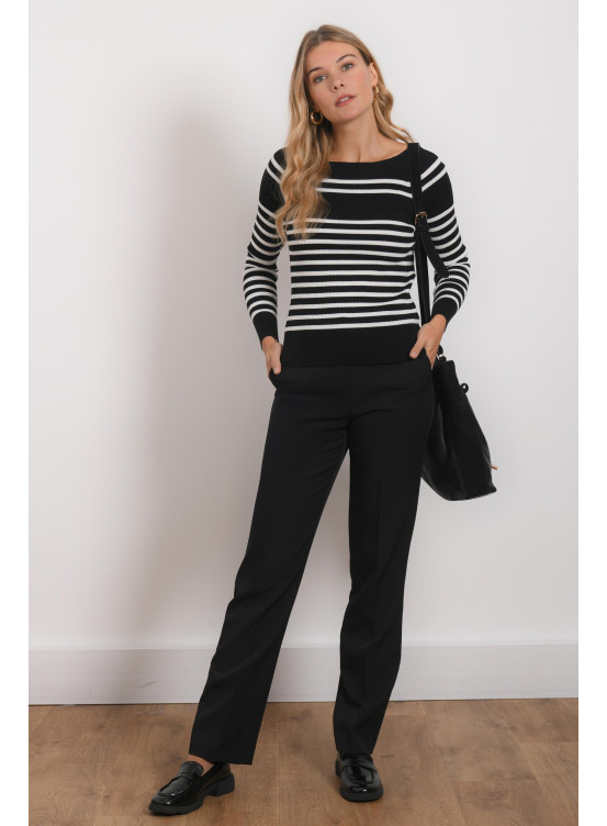 PULL COL BATEAU - ROXANNE - NOIR/ECRU - Antonelle