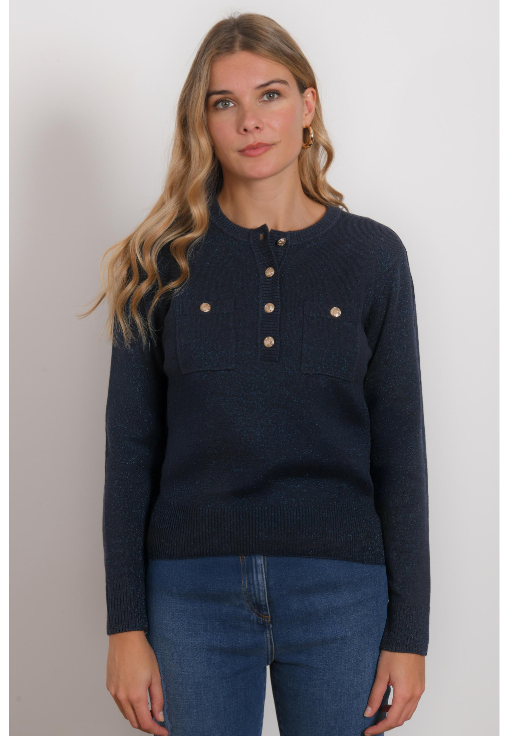 PULL COL TUNISIEN - RICHMOND - MARINE - Antonelle