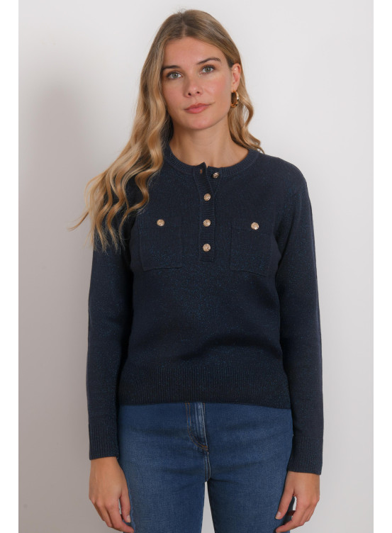 PULL COL TUNISIEN - RICHMOND - MARINE - Antonelle