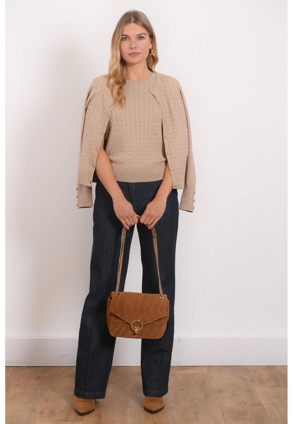 PULL MANCHES COURTES - ROAN - BEIGE CHINE/LUREX - Antonelle