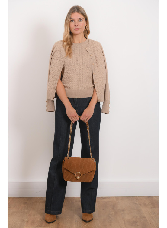 PULL MANCHES COURTES - ROAN - BEIGE CHINE/LUREX - Antonelle