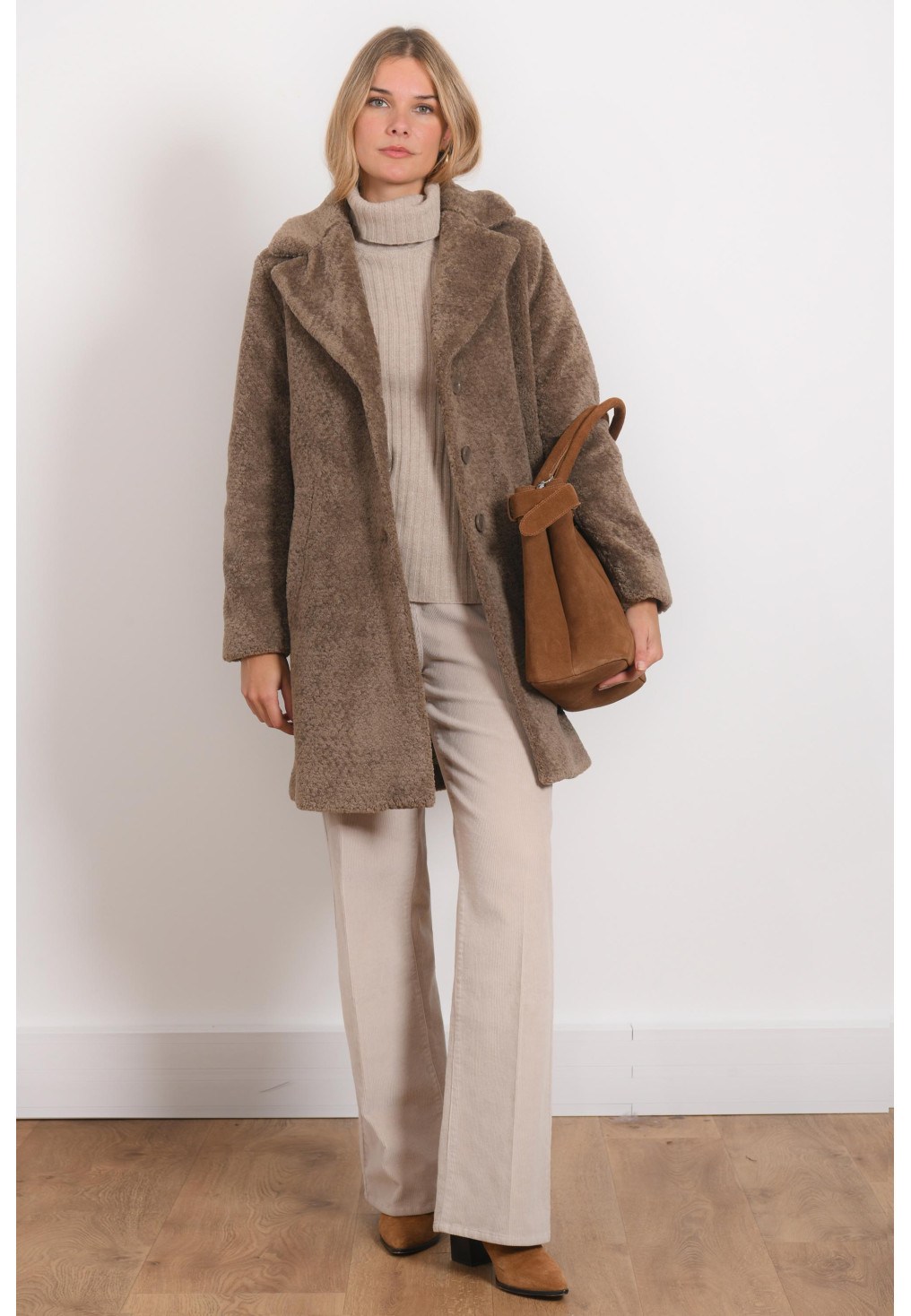 MANTEAU FAUSSE FOURRURE - ROSS - TAUPE - Antonelle