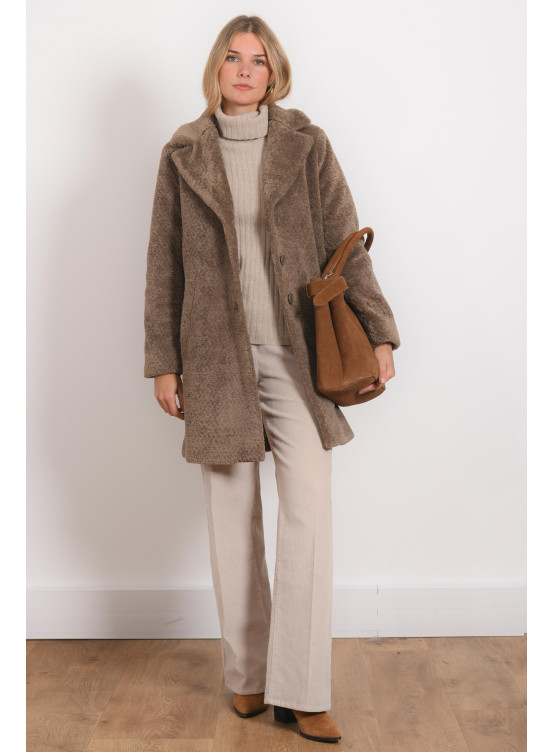 MANTEAU FAUSSE FOURRURE - ROSS - TAUPE - Antonelle