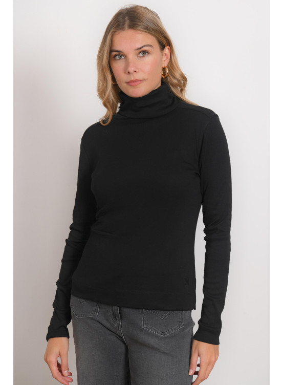 T-SHIRT COL ROULE - RAKEN - NOIR - Antonelle