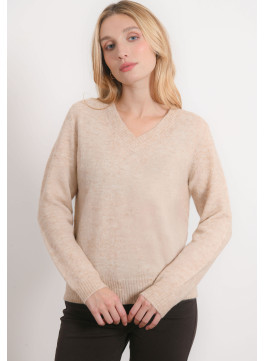 PULL COL V - RIA - BEIGE CHINE - Antonelle