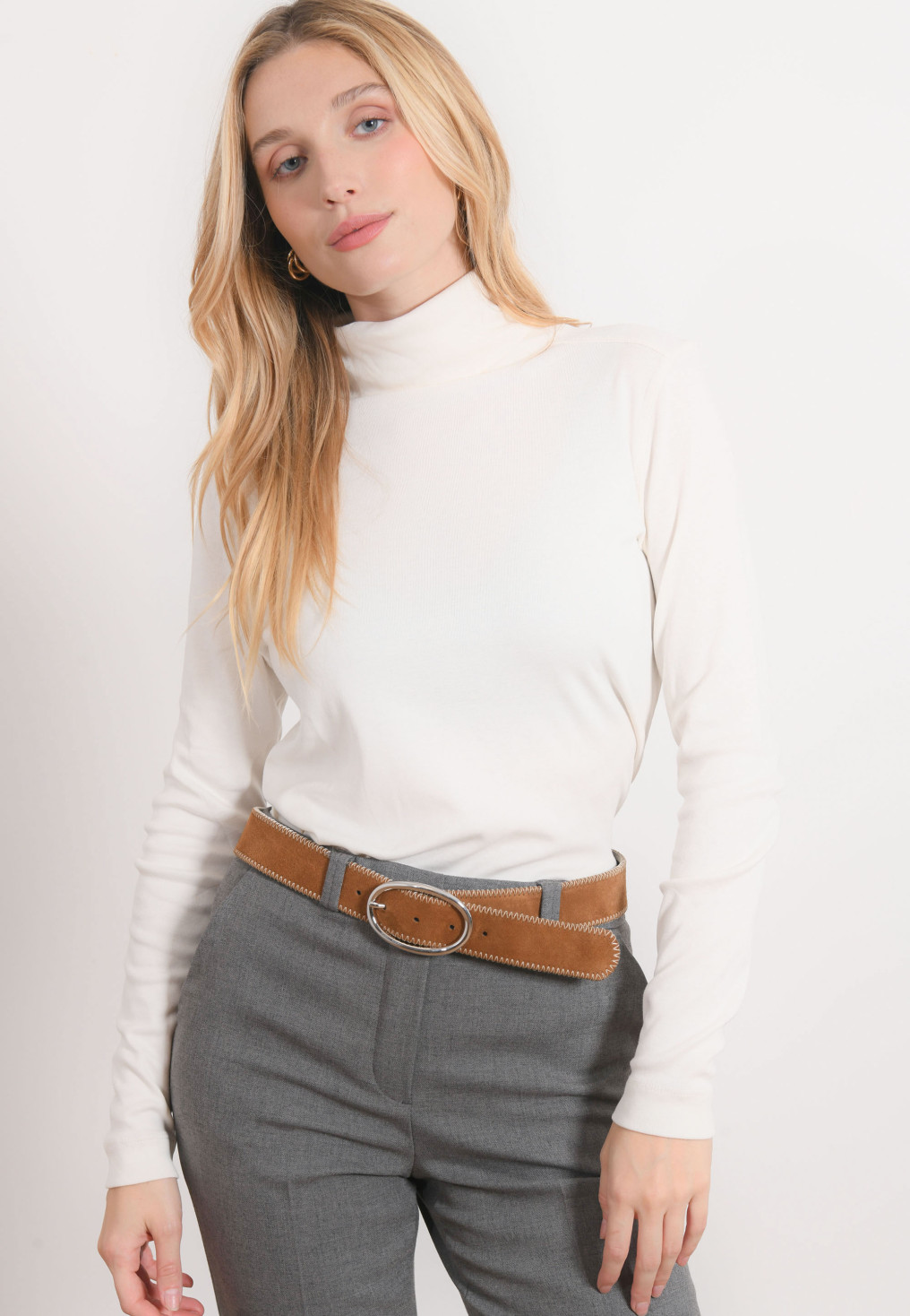 T-SHIRT COL ROULE - RAKEN - NATUREL - Antonelle