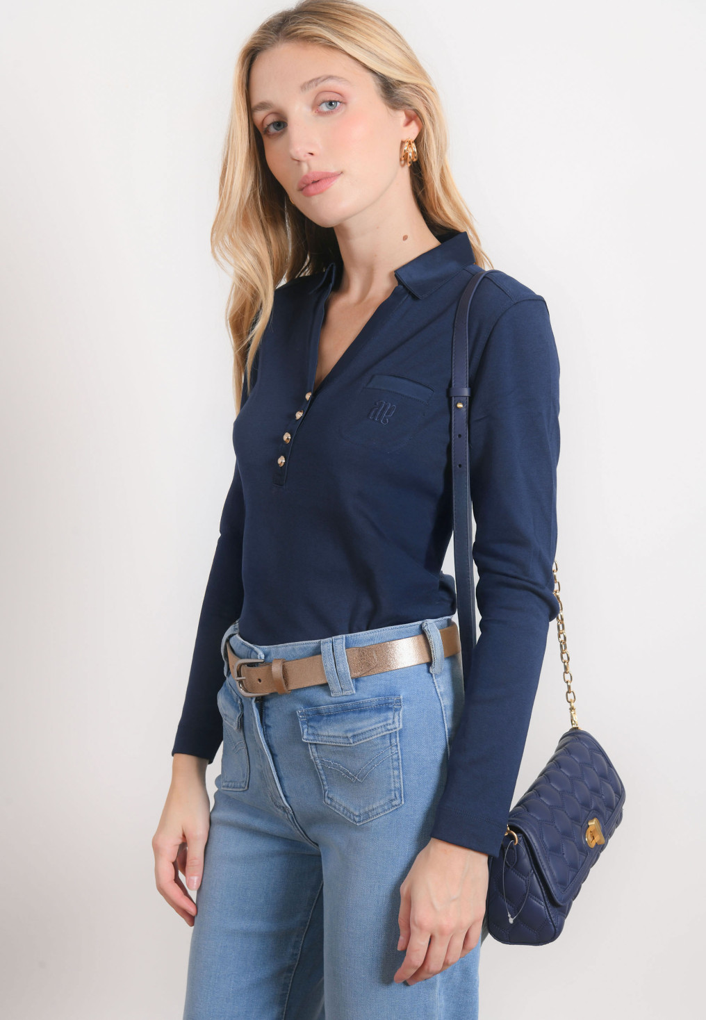POLO MANCHES LONGUES - RAVIDA - NAVY - Antonelle