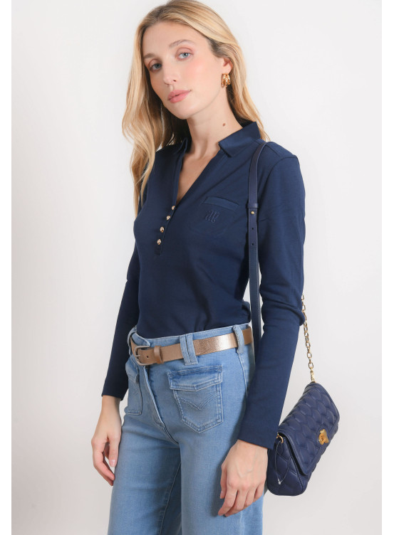 POLO MANCHES LONGUES - RAVIDA - NAVY - Antonelle