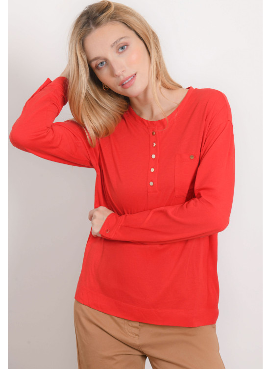 TEE SHIRT MANCHES LONGUES - ROB - FUEGO - Antonelle
