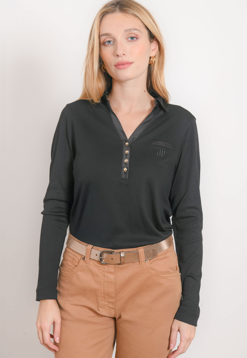 POLO MANCHES LONGUES - RAVIDA - NOIR - Antonelle