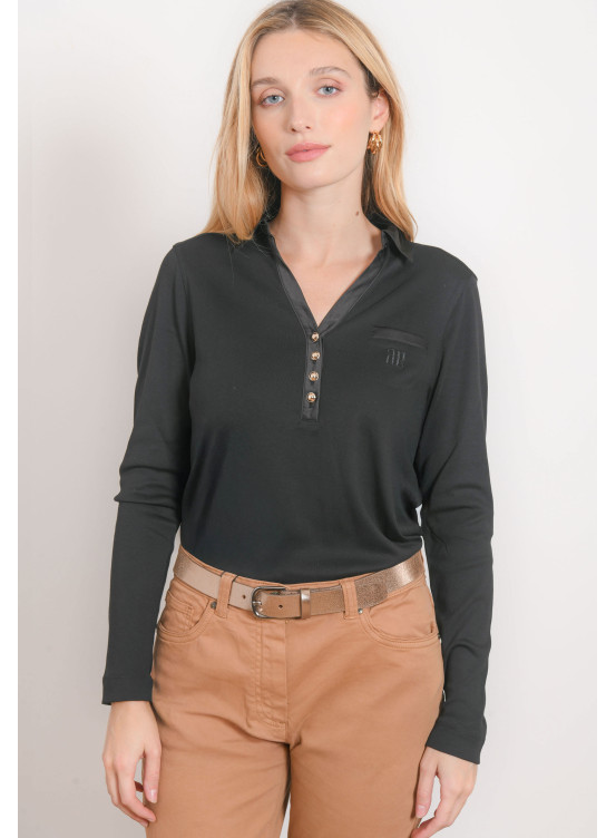 POLO MANCHES LONGUES - RAVIDA - NOIR - Antonelle