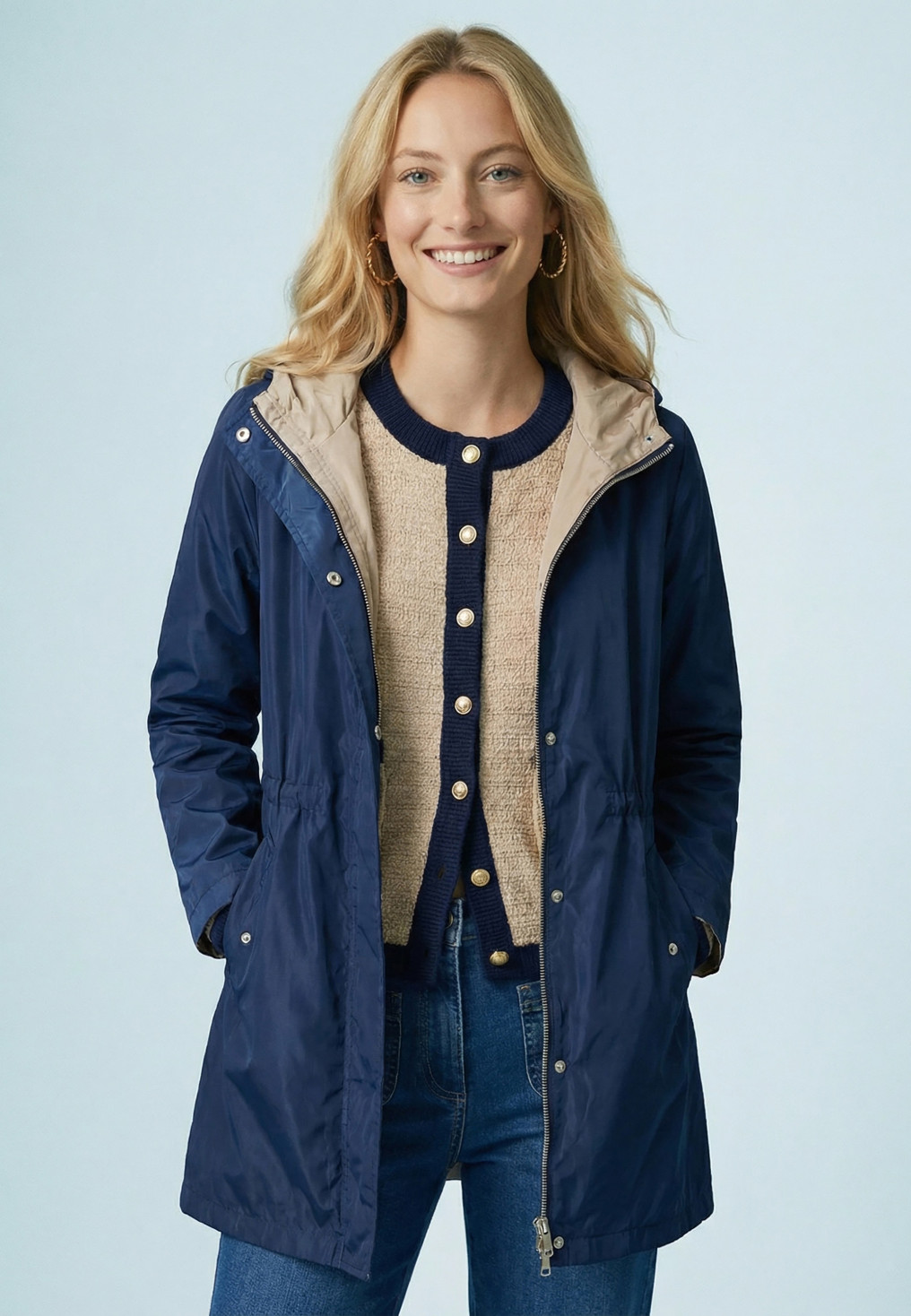 PARKA REVERSIBLE - SILVIA - MARINE/SABLE - Nouveautés Antonelle